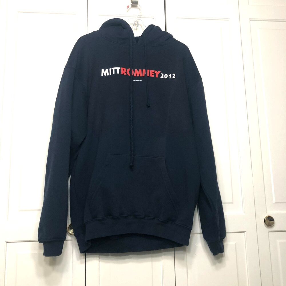 Mitt Romney 2012 Pullover Hooded Sweatshirt, Dark Blue,  Size L Adult
